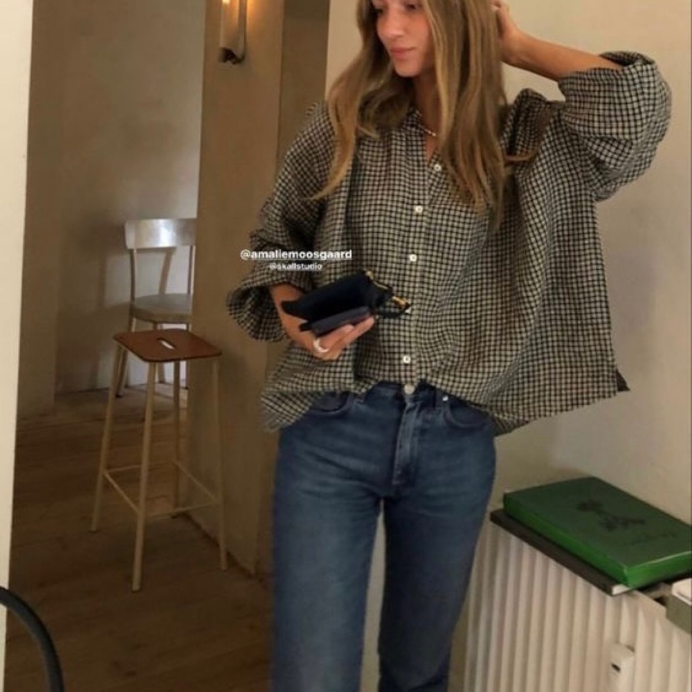 Black and White Check Button Down Shirt
